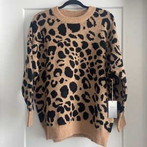 Leopard print oversized sweater